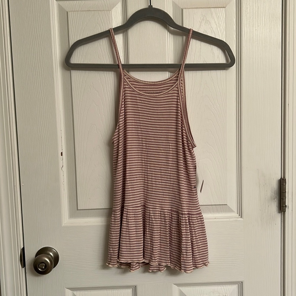 American Eagle Soft Sexy Ribbed Pink White Stripe Viscose-blend Tank Size XS